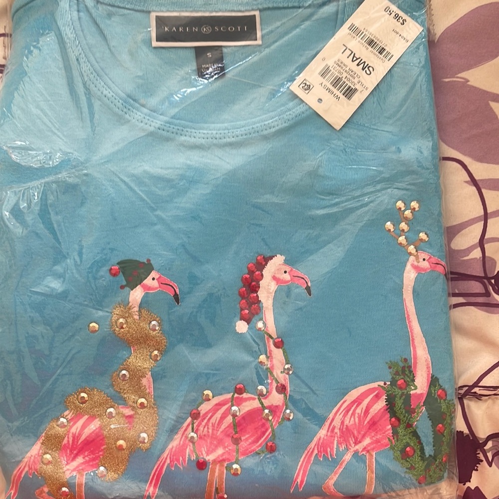NWT Karen Scot Flamingo Top!